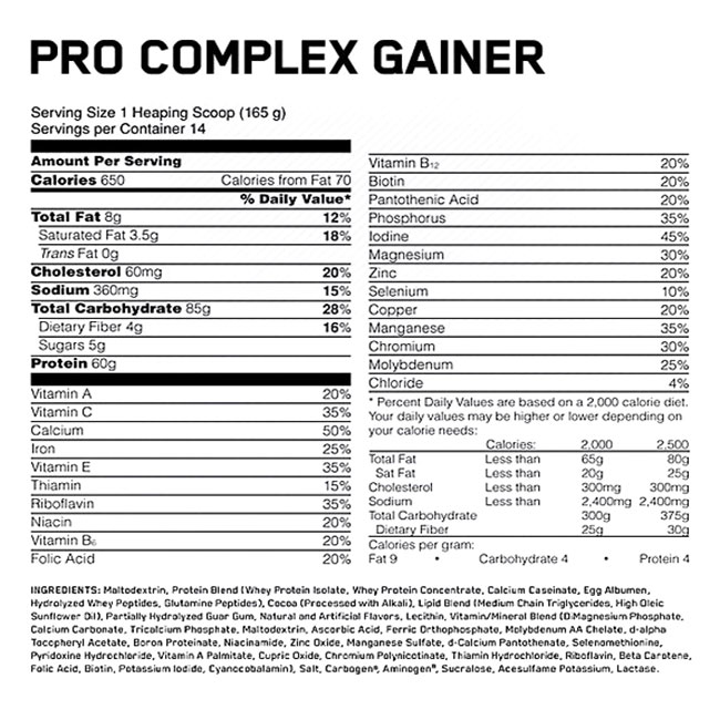 Optimum Nutrition, Pro Complex Gainer 10lbs (4.5kg)