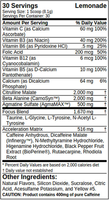 Supplement Facts Dyno RSP